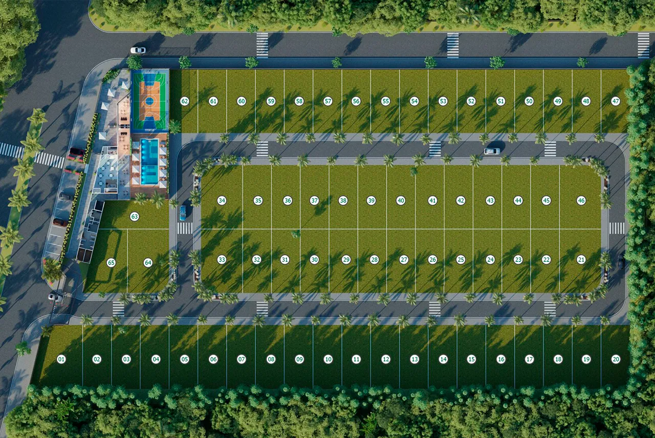 Masterplan da Fase 1 com 65 terrenos